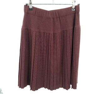 VTG United Colors of Bennetton Wool-Blend Pull-On Knit Pleat Mini Skirt S/M Red